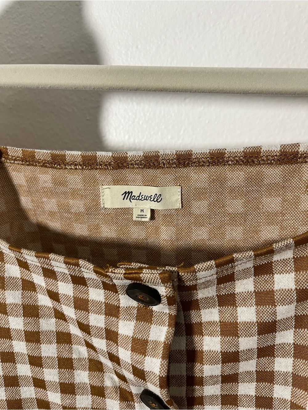 Madewell SIZE M Yellow & White Gingham Button-Front Top - Picture 2 of 6
